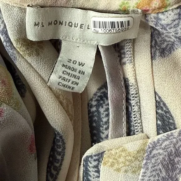 ML Monique Lhuillier Tapestry Pleated Maxi Dress 20W Retail $595 Boho Luxury - Picture 5 of 8